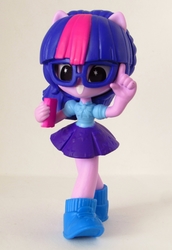 Size: 872x1271 | Tagged: safe, artist:whatthehell!?, sci-twi, twilight sparkle, equestria girls, g4, my little pony equestria girls: better together, book, clothes, doll, equestria girls minis, glasses, irl, looking at you, photo, shoes, skirt, toy, ultra minis