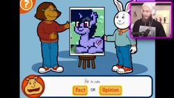 Size: 1440x810 | Tagged: safe, oc, oc:purple flix, pony, pony town, arthur, converse, fact or opinion, pewdiepie, shoes