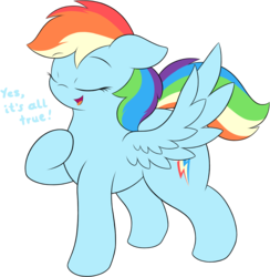 Size: 1199x1230 | Tagged: safe, artist:php66, rainbow dash, pegasus, pony, g4, dialogue, digital art, female, mare, simple background, solo, spread wings, transparent background, wings