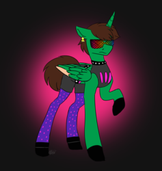 Size: 4301x4541 | Tagged: safe, artist:ggchristian, oc, oc only, alicorn, pony, absurd resolution, clothes, male, raised hoof, solo, stallion, sunglasses