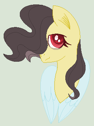 Size: 256x341 | Tagged: safe, artist:starfalldawn, oc, oc only, oc:butterfly eclipse, hybrid, bust, interspecies offspring, offspring, parent:discord, parent:fluttershy, parents:discoshy, portrait, simple background, solo