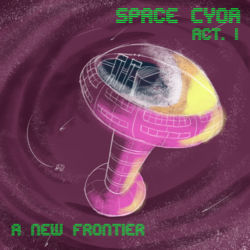 Size: 900x900 | Tagged: safe, artist:mattdrawstoons, artist:zeebs, colored, cover art, cyoa, cyoa:space frontier, no pony, space, space station, text