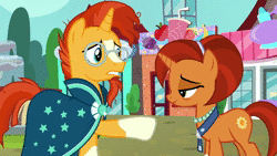 Size: 1280x720 | Tagged: safe, screencap, stellar flare, sunburst, pony, unicorn, g4, the parent map, animated, duo, female, fountain, male, mare, mother and son, sire's hollow, sound, stallion, webm