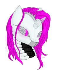 Size: 5100x6600 | Tagged: safe, artist:pencilmelody, oc, oc only, oc:pink pearl, pony, robot, robot pony, unicorn, absurd resolution, crystal horn, glowing eyes, horn, simple background, solo, transparent background