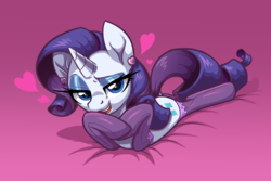 Size: 2522x1687 | Tagged: safe, alternate version, artist:moonseeker, rarity, pony, unicorn, g4, clothes, ear piercing, earring, female, heart, jewelry, lying down, piercing, solo, stockings, thigh highs