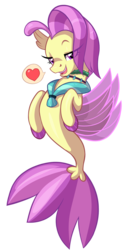 Size: 1304x2620 | Tagged: safe, artist:moonseeker, ocean flow, seapony (g4), g4, female, heart, jewelry, looking at you, necklace, seductive look, simple background, solo, transparent background