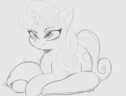 Size: 1197x914 | Tagged: safe, artist:tre, sweetie belle, pony, unicorn, g4, female, gray background, grayscale, mare, monochrome, simple background, sketch, solo