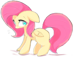 Size: 1016x796 | Tagged: safe, artist:91o42, fluttershy, pegasus, pony, g4, female, mare, side view, simple background, solo, white background