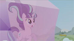 Size: 2560x1442 | Tagged: safe, screencap, starlight glimmer, g4, the cutie re-mark, bondage, cloud, crystal, discovery family logo, encasement, s5 starlight, surprised