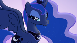 Size: 1920x1080 | Tagged: safe, screencap, princess luna, alicorn, pony, g4, to where and back again, bedroom eyes, female, flowing mane, lidded eyes, mare, solo