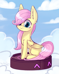 Size: 1024x1280 | Tagged: dead source, safe, artist:dsp2003, fluttershy, pegasus, pony, g4, ^^, a hat in time, cloud, cloudsdale, crossover, cute, daaaaaaaaaaaw, dsp2003 is trying to murder us, ear fluff, female, filly, filly fluttershy, ponies riding roombas, riding, roomba, roombashy, rumbi, shyabetes, signature, smiling, solo, younger