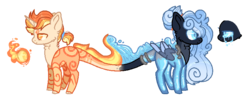 Size: 801x338 | Tagged: safe, artist:wishing-well-artist, oc, oc only, oc:aqua, oc:magma, original species, pony, simple background, transparent background