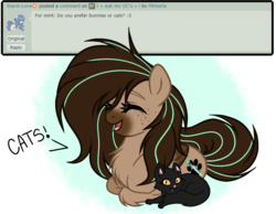 Size: 1024x796 | Tagged: safe, artist:mintoria, oc, oc only, oc:mint, cat, pegasus, pony, ask, chest fluff, deviantart, female, mare, prone, simple background, solo, transparent background