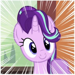 Size: 720x720 | Tagged: safe, edit, edited screencap, screencap, starlight glimmer, pony, unicorn, g4, my little pony: friendship is magic, the crystalling, catasterism, cropped, cute, female, mare, solo, speed lines