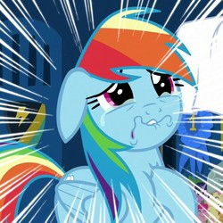 Size: 720x720 | Tagged: safe, edit, edited screencap, screencap, rainbow dash, pony, g4, my little pony: friendship is magic, parental glideance, cropped, crying, female, sad, solo, teary eyes, wavy mouth