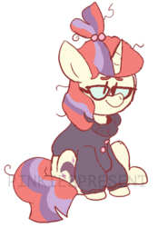 Size: 787x1128 | Tagged: safe, artist:pinkiespresent, moondancer, pony, unicorn, g4, clothes, female, glasses, mare, simple background, sitting, solo, transparent background