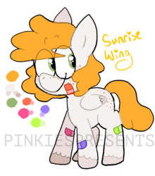 Size: 766x872 | Tagged: safe, artist:pinkiespresent, oc, oc only, oc:sunrise wing, pegasus, pony, simple background, smiling, solo, transparent background, unshorn fetlocks