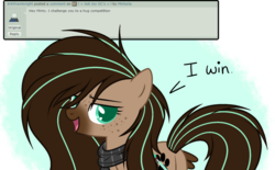 Size: 1024x633 | Tagged: safe, artist:mintoria, oc, oc only, oc:mint, pegasus, pony, ask, clothes, deviantart, female, mare, scarf, simple background, solo, transparent background