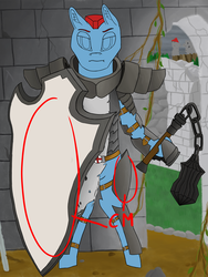 Size: 3750x5000 | Tagged: safe, artist:cunyi314, oc, oc only, pony, armor, auction, bipedal, commission, cross, crusader, fantasy class, flail, knight, knights templar, paladin, shield, solo, warrior, weapon, your character here