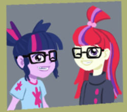 Size: 271x238 | Tagged: safe, artist:verumtee, moondancer, sci-twi, twilight sparkle, comic:sparkling shimmer, equestria girls, g4, braces, equestria girls-ified, glasses, younger