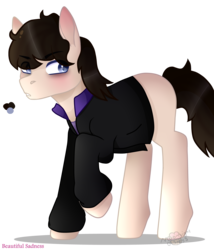 Size: 4485x5240 | Tagged: safe, artist:thatonefluffs, earth pony, pony, absurd resolution, clothes, male, ponified, raised hoof, sanders sides, simple background, solo, stallion, thomas sanders, transparent background