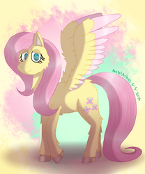 Size: 500x600 | Tagged: safe, artist:jennycamen44, fluttershy, pony, g4, female, solo, two toned wings