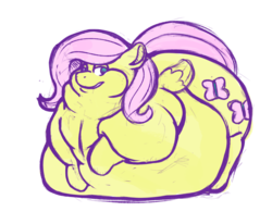 Size: 1182x976 | Tagged: safe, artist:fatponi, artist:sleepysmokee, fluttershy, pony, g4, bingo wings, chubby cheeks, fat, fattershy, female, large belly, morbidly obese, neck roll, obese, solo