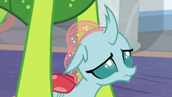 Size: 1280x720 | Tagged: safe, screencap, ocellus, thorax, changedling, changeling, nymph, g4, school daze, cute, diaocelles, female, floppy ears, frown, king thorax, lidded eyes, looking up, male, sad, sadorable, scared, school of friendship, shy, size difference, solo focus