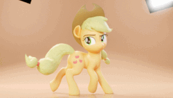 Size: 512x288 | Tagged: safe, artist:therealdjthed, applejack, earth pony, pony, g4, 3d, 3d model, animated, blender, blender cycles, cycles render, female, grin, mare, model:djthed, smiling, solo