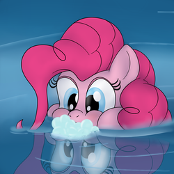 Size: 1200x1200 | Tagged: safe, artist:pavlovzdawg, pinkie pie, pony, g4, my little pony: the movie, blowing bubbles, bubble, female, horses doing horse things, scene interpretation, solo