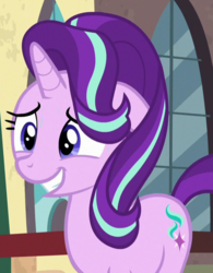 Size: 500x641 | Tagged: safe, screencap, starlight glimmer, pony, unicorn, g4, the parent map, cropped, cute, female, glimmerbetes, grin, mare, nervous, nervous smile, smiling, solo