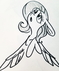 Size: 2708x3295 | Tagged: safe, artist:smirk, fluttershy, pegasus, pony, g4, bust, doodle, female, high res, looking up, mare, monochrome, open mouth, portrait, solo, spread wings, traditional art, wings, wings down