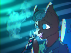 Size: 2150x1600 | Tagged: safe, artist:al1-ce, derpibooru exclusive, oc, blade runner, chromatic aberration, smoking