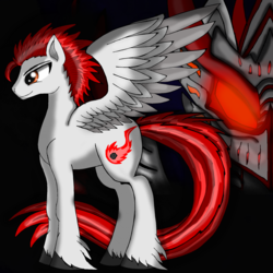 Size: 2000x2000 | Tagged: safe, artist:meteor-strike-mlp, oc, oc only, oc:meteor strike, pegasus, pony, armor, body, gray, high res, male, red, solo, stallion
