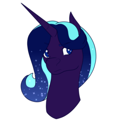 Size: 1024x1024 | Tagged: safe, artist:sketchthebluepegasus, oc, oc only, pony, unicorn, bust, female, magical lesbian spawn, mare, offspring, parent:nightmare moon, parent:starlight glimmer, portrait, simple background, solo, transparent background
