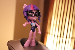 Size: 6000x4000 | Tagged: safe, artist:artofmagicpoland, sci-twi, twilight sparkle, equestria girls, g4, doll, equestria girls minis, female, irl, phone charger, photo, pun, toy