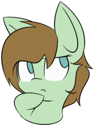 Size: 1404x1862 | Tagged: safe, artist:lofis, oc, oc only, oc:mint chocolate, pony, cute, emoji, female, mare, simple background, solo, thinking, transparent background, 🤔
