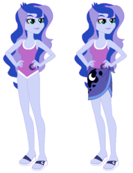 Size: 500x652 | Tagged: safe, artist:wynterstar93, princess luna, vice principal luna, equestria girls, g4, my little pony equestria girls: better together, base used, clothes, female, one-piece swimsuit, sarong, simple background, solo, swimsuit, white background
