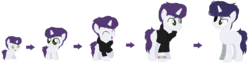 Size: 1634x412 | Tagged: safe, artist:venomns, oc, oc only, oc:mythic, pony, unicorn, 5-year-old, age progression, baby, baby pony, clothes, colt, eyepatch, hoodie, male, simple background, solo, stallion, transparent background