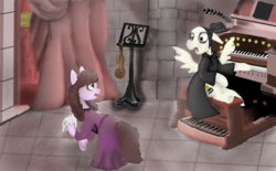 Size: 2886x1787 | Tagged: safe, artist:mr100dragon100, pony, classic horror, musical instrument, organ, phantom of the opera, ponified
