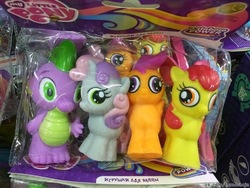 Size: 604x453 | Tagged: safe, apple bloom, scootaloo, spike, sweetie belle, g4, cutie mark crusaders, derp, faic, toy