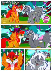 Size: 660x900 | Tagged: safe, artist:superbabsy123, earth pony, pegasus, pony, aurora spencer, crossover, furry, heart, party, ponified, sweet apple acres, tongue out