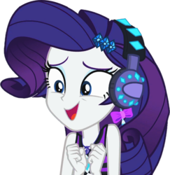 Size: 1081x1114 | Tagged: safe, artist:thebarsection, rarity, equestria girls, g4, my little pony equestria girls: better together, clothes, female, headphones, simple background, smiling, solo, transparent background