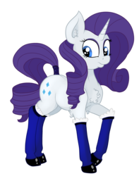 Size: 2605x3308 | Tagged: safe, artist:paskanaakka, derpibooru exclusive, rarity, pony, unicorn, g4, chest fluff, ear fluff, female, high res, hoof boots, leg fluff, mare, raised hoof, simple background, solo, tail wrap, transparent background