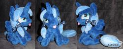 Size: 6869x2768 | Tagged: safe, artist:allunacraft, princess luna, pony, g4, female, filly, irl, photo, plushie, solo, tongue out, woona, younger