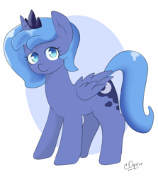 Size: 1600x1793 | Tagged: safe, artist:c0pter, princess luna, alicorn, pony, g4, female, filly, solo, woona, younger
