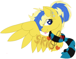 Size: 597x459 | Tagged: safe, artist:superrosey16, oc, oc only, oc:melody sweetheart, pegasus, pony, clothes, female, mare, scarf, simple background, solo, tongue out, transparent background