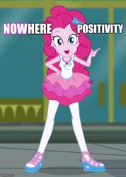 Size: 500x703 | Tagged: safe, edit, edited screencap, screencap, pinkie pie, equestria girls, g4, my little pony equestria girls: better together, cropped, female, image macro, impact font, meme, solo
