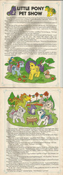Size: 720x2000 | Tagged: safe, baby glory, blossom, bow tie (g1), brandy, cotton candy (g1), flutterbye, lemon drop, majesty, masquerade (g1), sparkler (g1), spike (g1), bee, bird, butterfly, frog, comic:my litle pony (g1), g1, official, dragon costume, dream castle meadows, female, horn, little pony pet show, pet show, red admiral, sky the kingfisher, smelling bee, story, tea party, twirled her magic horn