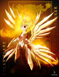 Size: 4000x5192 | Tagged: safe, artist:zidanemina, daybreaker, pony, g4, absurd resolution, armor, crossover, female, mane of fire, mare, saint seiya, smiling, solo